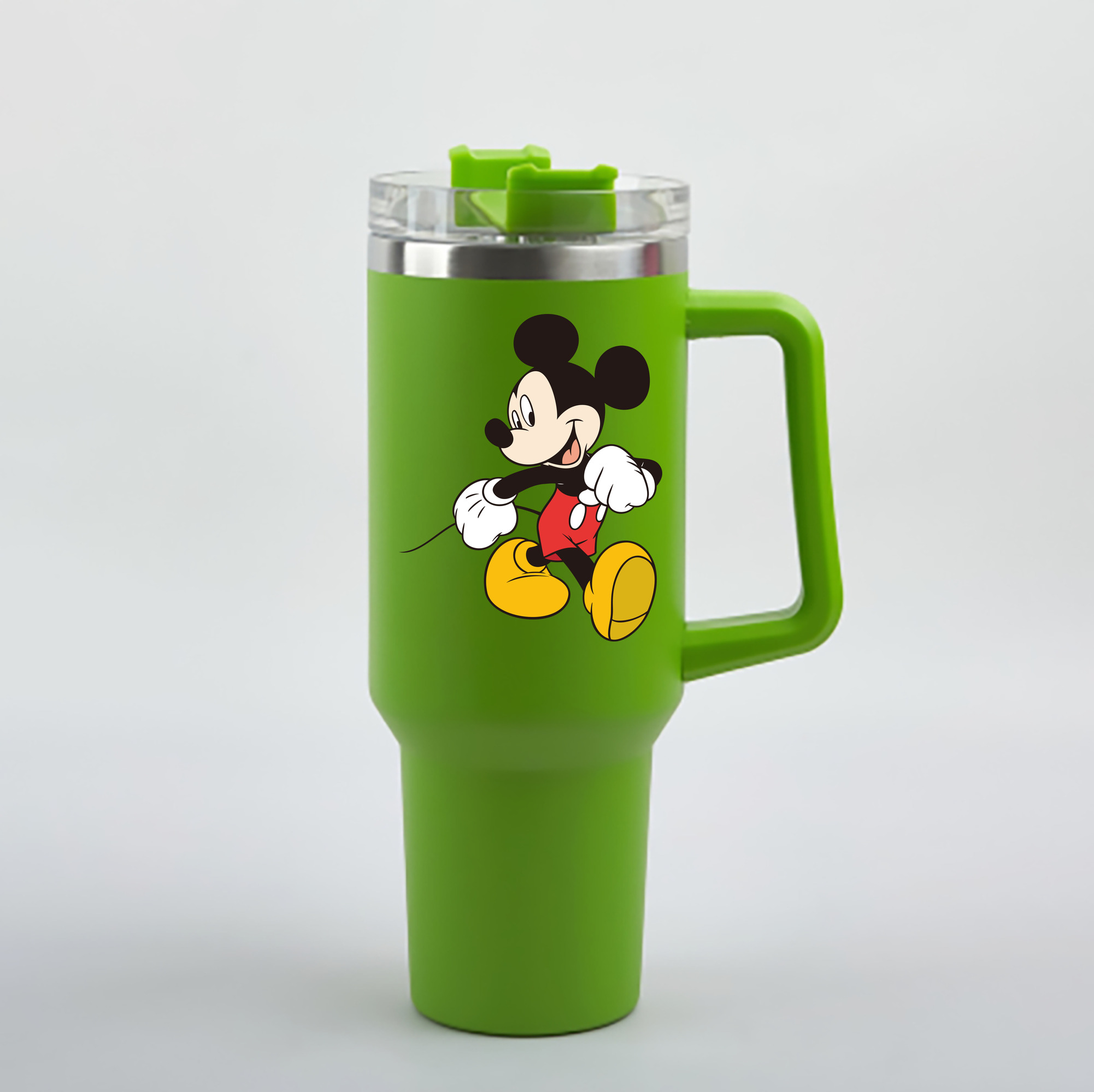 （画像用） ミッキーマウス Mickey Mouse 1200mL車用タンブラー - クリスタルステッカー（プラスチックストロー付き）